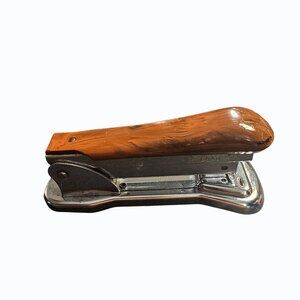 Vintage 5" ACE CADET Model 302 Lift Top STAPLER USA CHROME Brown MCM USA